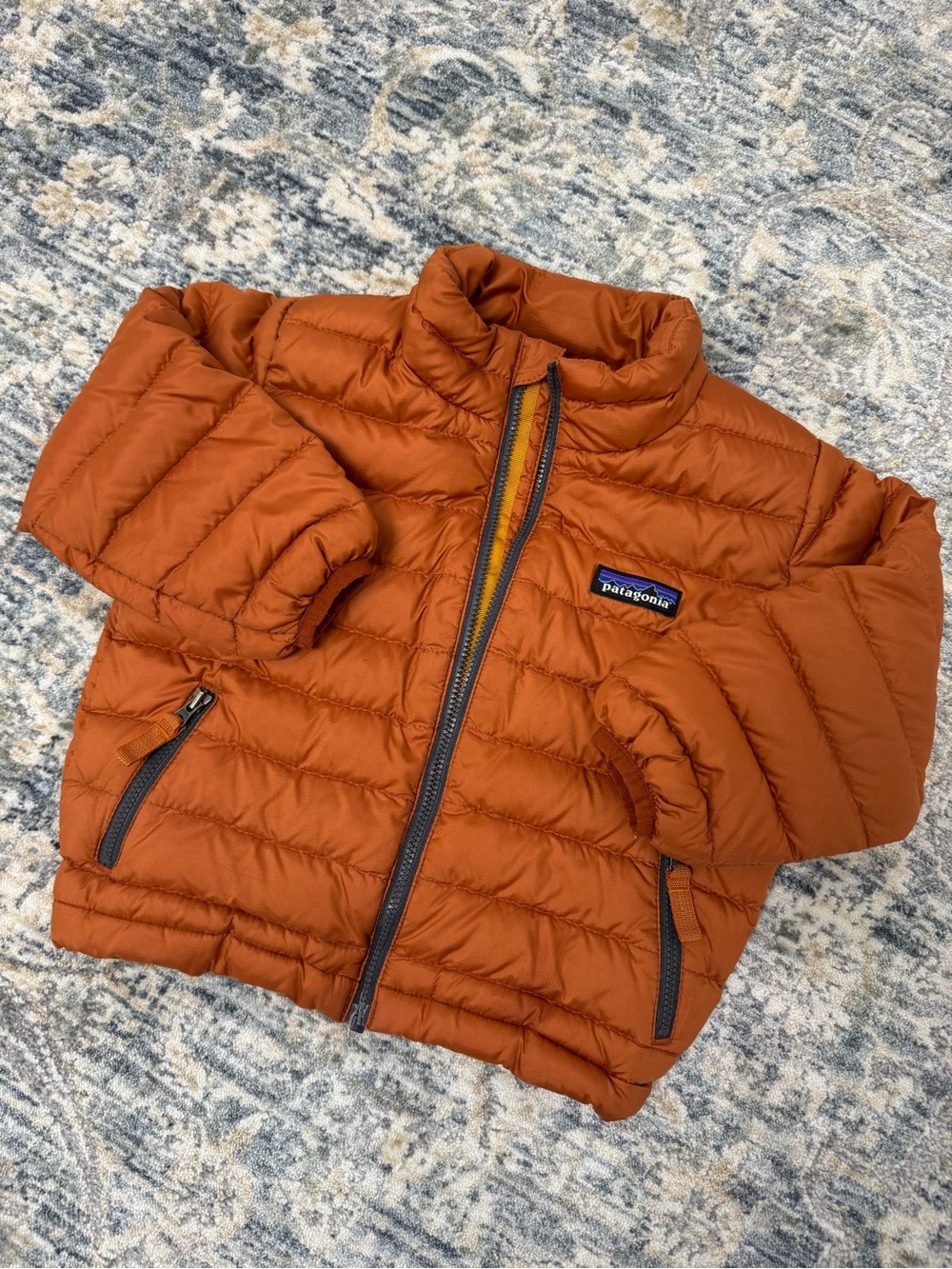 Patagonia Kids Rust Orange Puffer Jacket with Zipper Pockets - Size 2T
